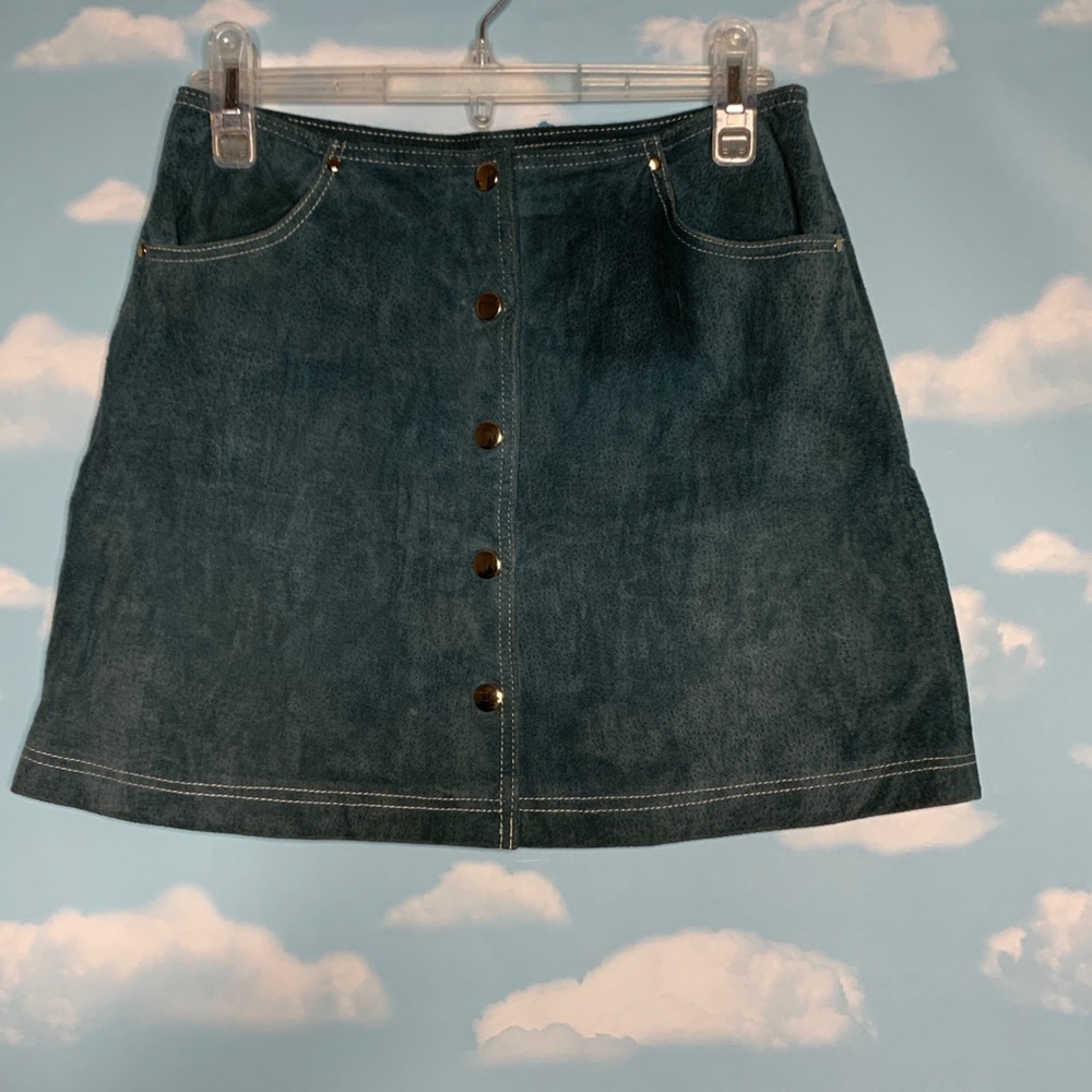 Forever 21- Green Leather Button Up Skirt size Med